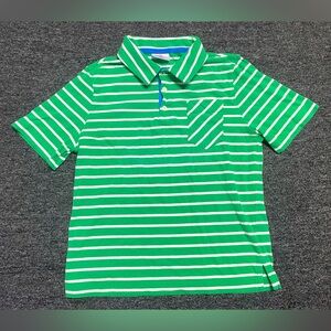 Hanna Andersson Green & White Striped Collared Polo Shirt Size 150 cm or 12